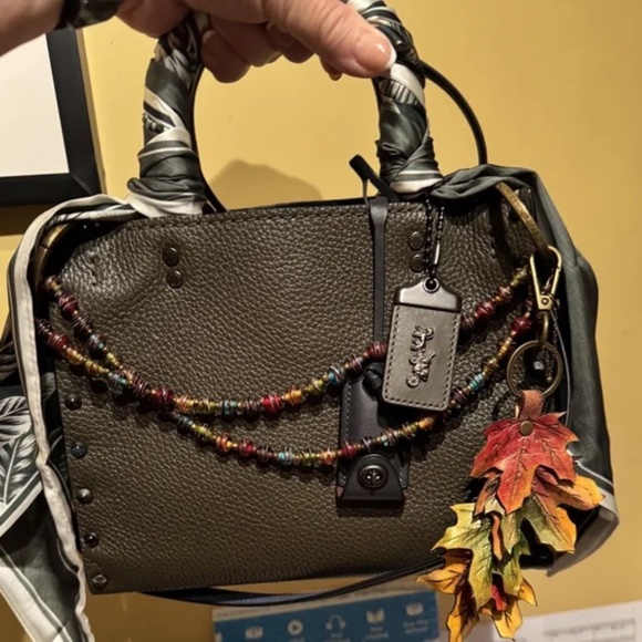 Coach Rogue 25 Olive Green with Jeweled Studs - Picture 1 of 13